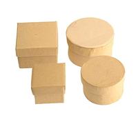 Pracht Creatives Hobby Juego de 4 Cajas de Regalo de cartón de estraza, 2 Redondas y 2 rectangulares, con Tapa para adornar, Guardar y Regalar, Naturaleza, talla única, 4