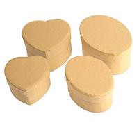 Pracht Creatives Hobby 7648-02541 Cajas de cartón Kraft en Set, 4 Cajas de Regalo, 2 x corazón y 2 x Oval, con Tapa para Decorar, Guardar y Regalar