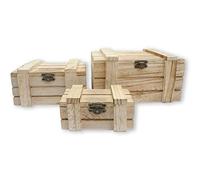 Pracht Creatives Hobby Juego de 3 cofres del Tesoro en 3 tamaños Diferentes con Tapa abatible y bisagra para Almacenamiento, decoración o Regalo, Naturaleza, 14,5 x 10 x 7 + 11 x 7 x 5 cm