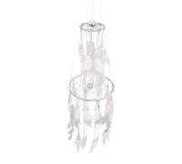 Pracht Creatives Hobby Juego de Manualidades atrapasueños 2 Anillas, Longitud Total Aprox. 75 cm, móvil de ensueño Ideal como decoración de Pared, Plástico Piedra, Blanco/Gris, talla única