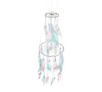 Pracht Creatives Hobby Juego de manualidades con atrapasueños en rosa, turquesa y blanco con 2 anillas, longitud total aprox. 75 cm, móvil de ensueño ideal como decoración de pared, talla única