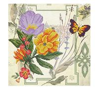 Pracht Creatives Hobby Ladybird - Kit completo de punto de cruz de peonías, 32,2 x 32,2 cm, kit completo de punto de cruz, para adultos y niños a partir de 8 años