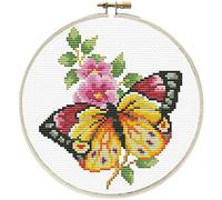 Pracht Creatives Hobby Ladybird - Kit de punto de cruz con marco de bordado (15,2 cm de diámetro), diseño de mariposas