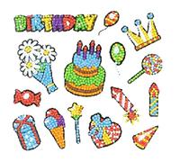 Pracht Creatives Hobby- Nummer Diamond Painting, Motivo Feliz Cumpleaños, Set de Manualidades para diseñar Pegatinas con Purpurina, para niños a Partir de 5 años, Multicolor (6035-25051)