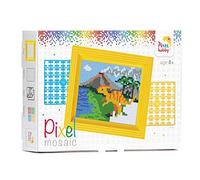 Pracht Creatives Hobby- Pixel Mosaik-Caja diseño de Dinosaurio, Imagen pixelada con Marco para diseñar, niños, como pequeño, Regalo para cumpleaños Infantil, Color carbón (P31009)