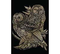 Pracht Creatives Hobby Royal & Langnickel - Búhos para rascar, Oro, Dibujos para rascar para niños y Adultos, con bolígrafo para rascar y Plantilla
