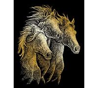 Pracht Creatives Hobby Royal & Langnickel - Caballos para rascar, Oro, Dibujos para rascar para niños y Adultos, con bolígrafo para rascar y Plantilla