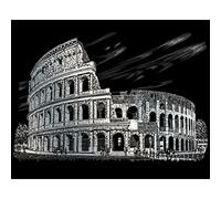 Pracht Creatives Hobby Royal & Langnickel - Cuadro para rascar Colosseum, Plata, Cuadros para rascar para niños y Adultos, con bolígrafo para rascar y Plantilla