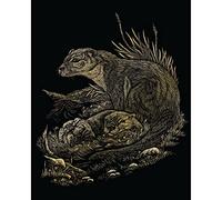 Pracht Creatives Hobby Royal & Langnickel - Cuadro para rascar Nutria, Oro, Cuadros para rascar para niños y Adultos, con bolígrafo para rascar y Plantilla