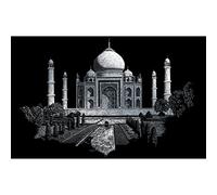 Pracht Creatives Hobby Royal & Langnickel - Cuadro para rascar Taj Mahal, Plata, Cuadros para rascar para niños y Adultos, con bolígrafo para rascar y Plantilla