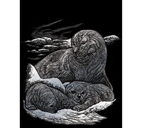 Pracht Creatives Hobby Royal & Langnickel - Foca para rascar y bebés, Plata, Cuadros para rascar para niños y Adultos, con bolígrafo para rascar y Plantilla