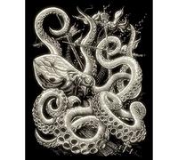 Pracht Creatives Hobby Royal & Langnickel - Pulpo para rascar, Que Brilla en la Oscuridad, Dibujos para rascar para niños y Adultos, con bolígrafo para rascar y Plantilla