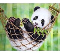 Pracht Creatives Hobby Set de Pintura Diamante, Cuadro con Motivo Panda y Accesorios, tamaño Aprox. 35 x 25 cm, Set de Manualidades para Pintar con Piedras Brillantes para niños a Partir de 5 años