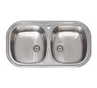 Practic 691238 Fregadero Inox Serie Roma, 2 Senos con Válvula Grande y Orificio, 80 x 45 cm