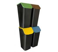 Practic Bini Cubos de Basura 4x35L, Juego de Contenedores, Segregación de Residuos, Color Negro
