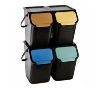 Practic Bini - Juego de 4 cubos de basura apilables, tapa con sistema de clic, 4 cubos de basura con tapa, 4 x 25 L