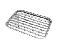 Práctica bandeja para galletas de acero inoxidable con agujeros de drenaje de 0,4 mm de grosor para hornear y asar al aire libre, bandeja rectangular perforada para hornear