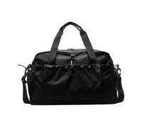 Práctica bolsa de deporte Oxford con múltiples bolsillos para accesorios deportivos organizados, separación de ropa húmeda, separación en seco y húmedo, bolsa de tela Oxford, Black, Mass Beauty