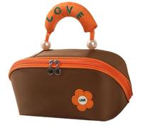 Práctica bolsa de maquillaje, espaciosa, organizadores de cosméticos para uso diario, viajes, gimnasio, accesorios impermeables, Color café, Mass Beauty