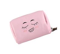 Práctica bolsa de maquillaje unisex de nailon, bolsa de cosméticos, bolsa de almacenamiento organizada con cremallera para el trabajo o el uso diario, estuche de maquillaje con estampado de sonrisa, b