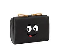 Práctica bolsa de maquillaje unisex de nailon, bolsa de cosméticos, bolsa de almacenamiento organizada con cremallera para el trabajo o el uso diario, estuche de maquillaje con estampado de sonrisa