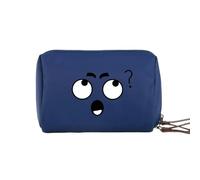 Práctica bolsa de maquillaje unisex de nailon, bolsa de cosméticos, bolsa de almacenamiento organizada con cremallera para el trabajo o el uso diario, estuche de maquillaje con estampado de sonrisa