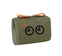 Práctica bolsa de maquillaje unisex de nailon, bolsa de cosméticos, bolsa de almacenamiento organizada con cremallera para el trabajo o el uso diario, estuche de maquillaje con estampado de sonrisa