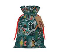 Práctica bolsa de Navidad con estampado de animales verdes con cordón, 4.7 x 6.9 pulgadas para Navidad, Halloween