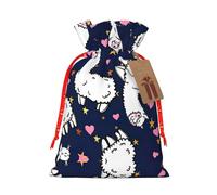 Práctica bolsa de Navidad con estampado de corazón rosa camello con cordón, 4.7 x 6.9 pulgadas para Navidad, Halloween