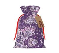 Práctica bolsa de Navidad con estampado de mariposas moradas con cordón, 4.7 x 6.9 pulgadas para Navidad, Halloween