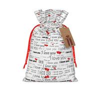 Práctica bolsa de Navidad con texto en inglés "I Love You Words With Hearts" con cordón, 4.7 x 6.9 pulgadas para Navidad, Halloween