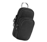Práctica bolsa de transporte con doble bolsillo y gancho de metal para reproductor de MP3, organizador de cables electrónicos, bolsa de almacenamiento de tarjetas de memoria