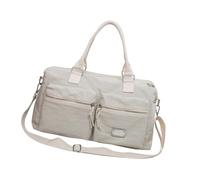 Práctica bolsa deportiva de nailon con compartimento espacioso y asa transpirable para entrenamiento de fitness y uso diario para deportes al aire libre, White, Mass Beauty