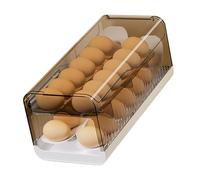 Práctica caja de huevos para refrigerador y encimera de cocina, contenedor para ahorrar espacio, dispensador rodante automático, soporte de cocina