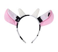 Práctica diadema de cuerno de vaca de dibujos animados con felpa suave, adecuada para diferentes edades y tamaños de cabeza, accesorios para niños y adolescentes, accesorio de disfraz de festival