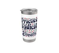 Practica la empatía radical - Groovy Floral Kind Message Vaso térmico de acero inoxidable de doble pared