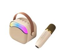 Práctica máquina de karaoke, altavoz de mano para cantar, karaoke inalámbrico portátil con 2 micrófonos, luz colorida, se puede conectar a la computadora, TV, tableta, teléfono celular, etc (1