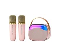 Práctica máquina de karaoke, altavoz de mano para cantar, karaoke inalámbrico portátil con 2 micrófonos, luz colorida, se puede conectar a la computadora, TV, tableta, teléfono celular, etc (2