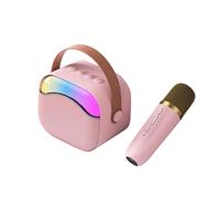 Práctica máquina de karaoke, altavoz de mano para cantar, karaoke inalámbrico portátil con 2 micrófonos, luz colorida, se puede conectar a la computadora, TV, tableta, teléfono celular, etc. (1