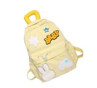 Práctica mochila escolar de nailon para adolescentes, mochila ergonómica de gran capacidad para estudiantes con múltiples bolsillos, Amarillo