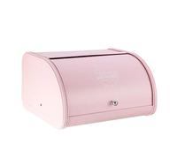 Práctica panera con tapa enrollable rosa para cocina y hogar, inoxidable, buena ventilación para el pan
