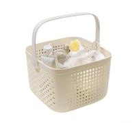 Práctica solución de almacenamiento portátil para botellas de jabón, esponja, maquinillas de afeitar y otros accesorios de ducha con mango (beige)