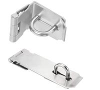 Practical Stainless Steel Padlock Hasp Household Burglar-proof Shed Latch 90 Degree Right Angle Door Buckle(Small-Flat Silver)