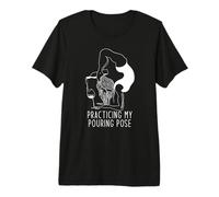 Practicando mi Postura de vertido Divertido Yoga Vino Humor Camiseta Premium