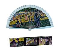 PracticDomus Abanico Plegable de 23 cm en Madera Estampada. Ideal para Regalar (07 Seurat)
