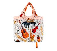 PracticDomus Bolsa para Compra Plegable y Reutilizable de Gran Capacidad con Estampados Originales (Instrumentos)