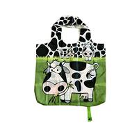 PracticDomus Bolsa para Compra Plegable y Reutilizable de Gran Capacidad con Estampados Originales (Vaca)