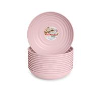 Juego de 12 Platos de Plástico Duro Classic Reutilizables e Irrompibles para Fiestas y Eventos (Rosa, Semi-hondos 19 cm)