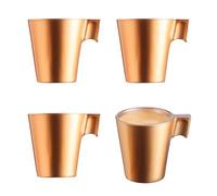 PracticDomus Juego de 4 Tazas de Café Expresso de 8 cl Fabricadas en Vidrio Templado Extra Resistente de Corte en Caliente (Neo Gold)