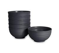 PracticDomus Juego de 6 Piezas de Vajilla Classic en Plástico Duro Reutilizable e Irrompible para Fiestas y Eventos. Grafito (Cuencos 540 ml)